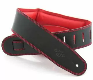 DSL Strap Leather, Leather Backing 2.5 inch Black / Red