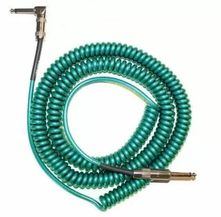 Lava Retro Coil Cable 20ft, Angled to Straight (Metalic Green) LCRCRMG