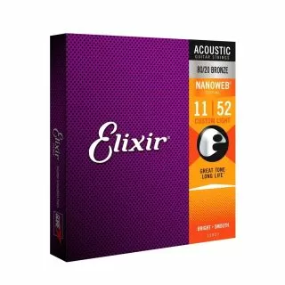 Elixir E11027 Nanoweb Custom Light Acoustic Strings, 11-52