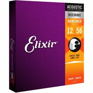 Elixir E11077 Nanoweb Light-Medium Acoustic Strings 12-56