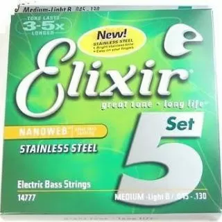 Elixir E14877 Nanoweb Stainless Steel Bass 5 String Set