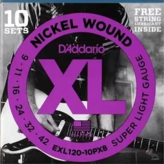 Daddario Daddario EXL120-10P 9-42 - 10 Pack D'Addario XL Nickel Wound Electric Guitar strings are world-renowned as 