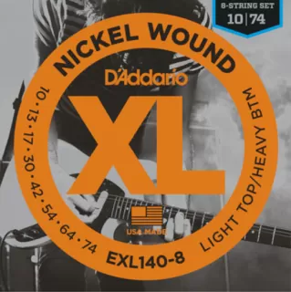 Daddario EXL140-8 Nickel Wound, 8-String, Light Top/Heavy Bottom, 10-74 