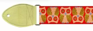 Guitar Strap Owls Red and Cream