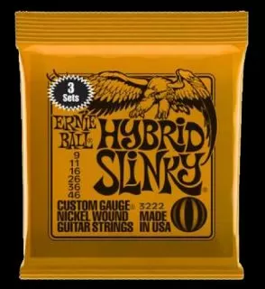 Ernie Ball 3 Pack Hybrid Slinky Electric Strings (9 - 46)