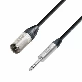 Adam Hall Microphone Cable Neutrik XLR Male to 6.3mm Jack Stereo 3m