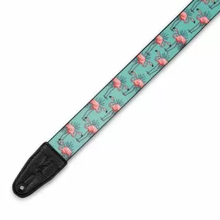 Prints Polyester with Leather Ends 2" - Flamingos Motif