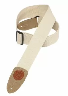 Levy's MSSC8-NAT Cotton Guitar Strap - Natural  Cotton guitar strap in various colours, comfortable guitar strap with adjustable length. 2" Signature Series cotton guitar strap with suede ends and tri-glide adjustment. Adjustable to 54".