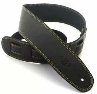 DSL Leather 2.5 Inch Black with Yellow Stitching