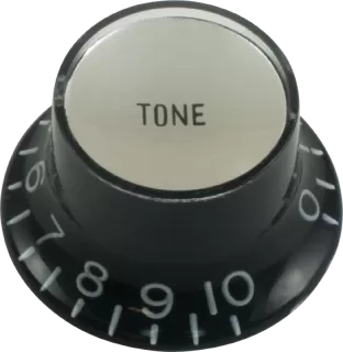 Top Hat Tone Knob Black with Silver Cap, Gibson style